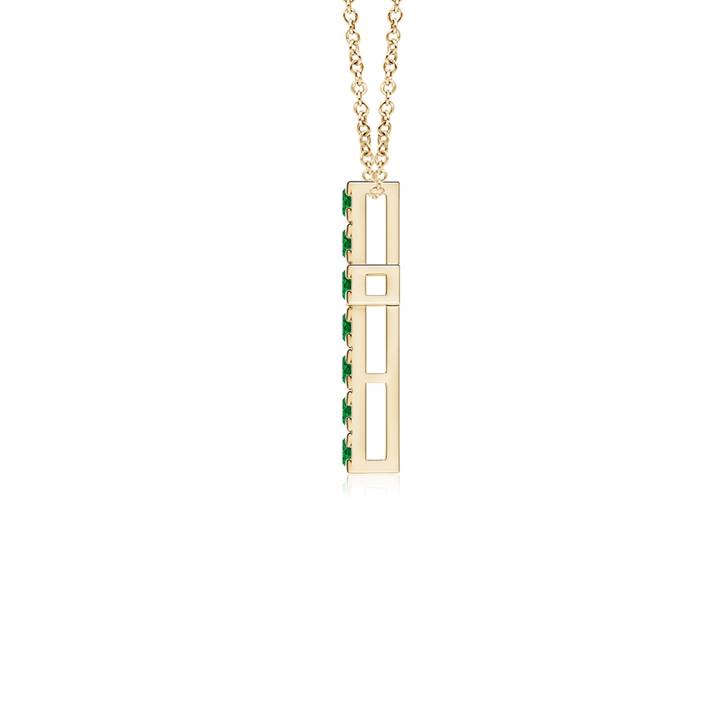 2mm AAAA Flat Prong-Set Emerald Cross Pendant in Yellow Gold - side 199