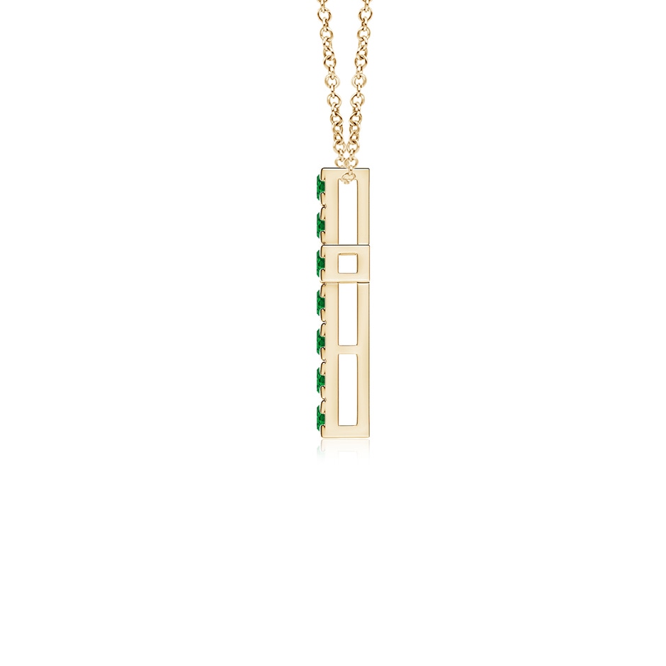 2mm AAAA Flat Prong-Set Emerald Cross Pendant in Yellow Gold side 199
