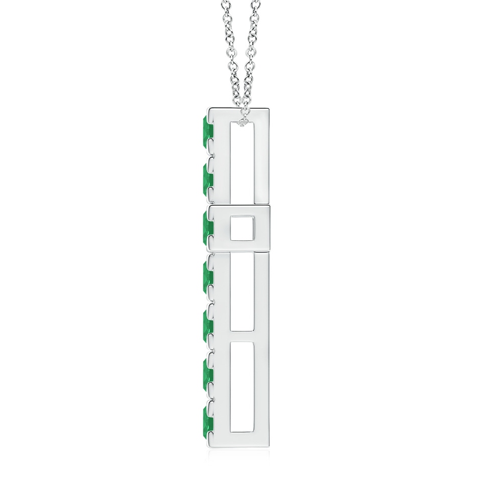 3.5mm A Flat Prong-Set Emerald Cross Pendant in White Gold side 199