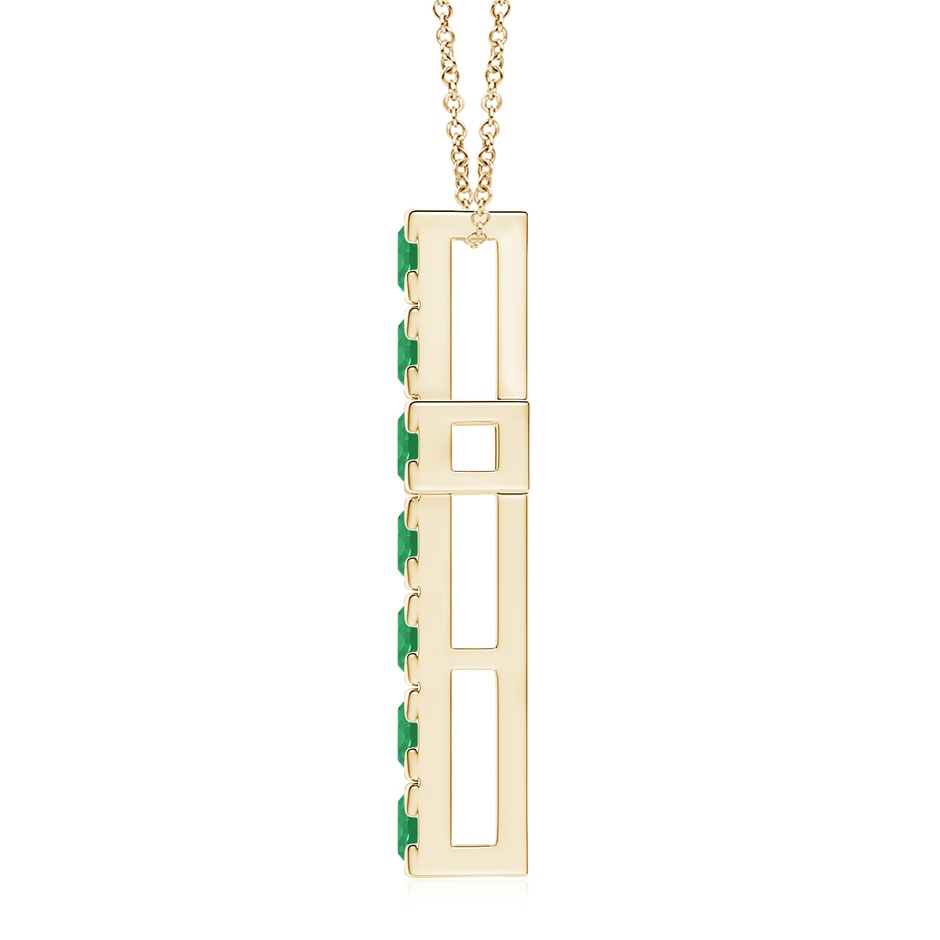 3.5mm A Flat Prong-Set Emerald Cross Pendant in Yellow Gold side 199