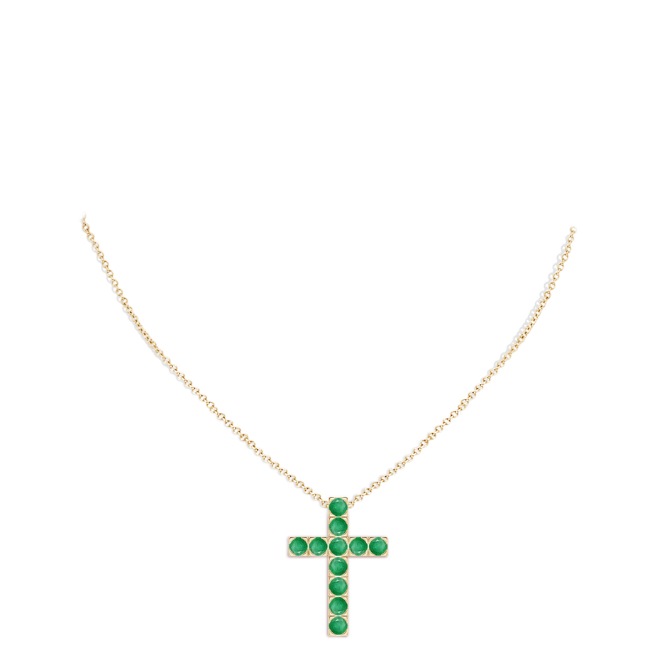 3.5mm A Flat Prong-Set Emerald Cross Pendant in Yellow Gold pen