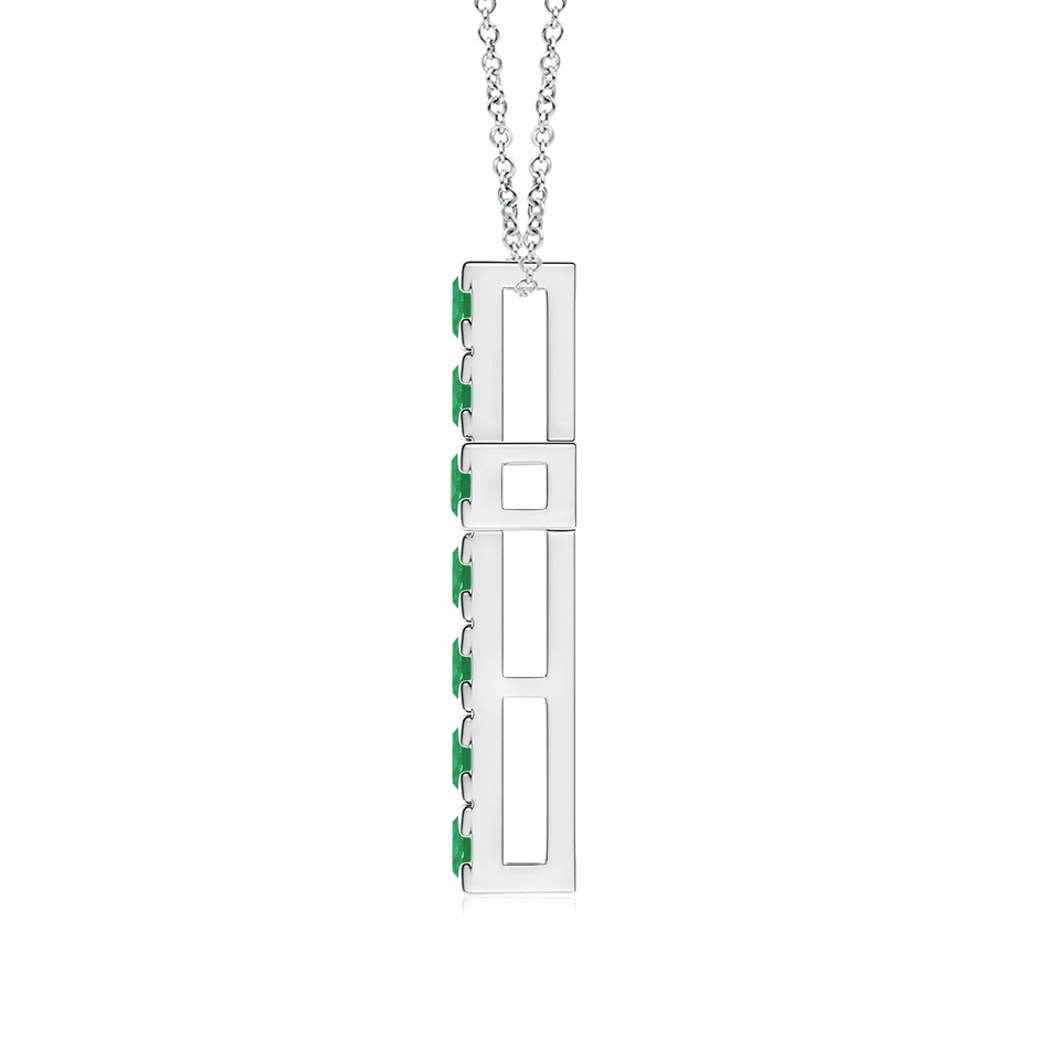 3mm A Flat Prong-Set Emerald Cross Pendant in White Gold side 199