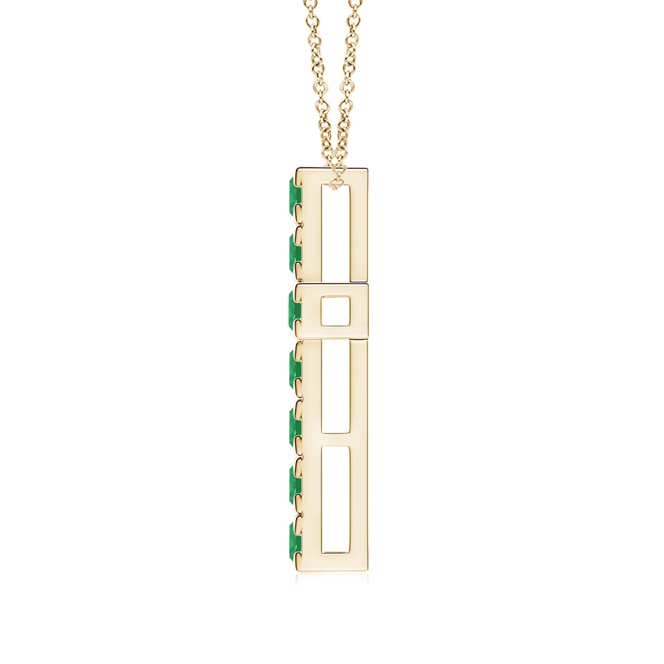 3mm A Flat Prong-Set Emerald Cross Pendant in Yellow Gold side 199