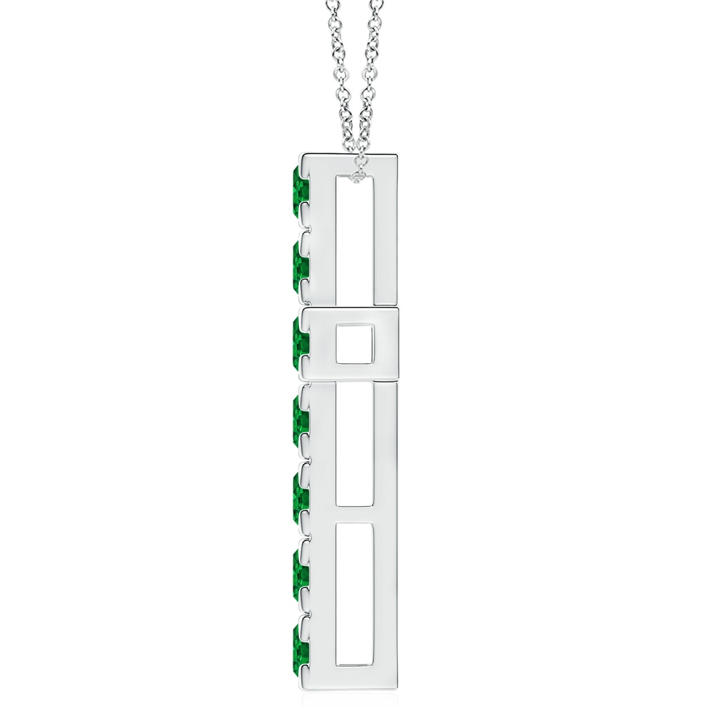4mm AAAA Flat Prong-Set Emerald Cross Pendant in White Gold Side 199