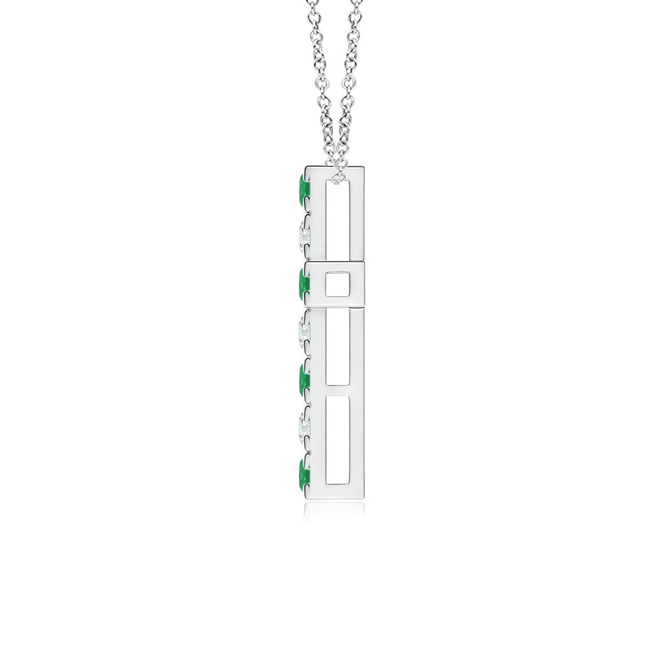 2.5mm A Flat Prong-Set Emerald and Diamond Cross Pendant in P950 Platinum side 199