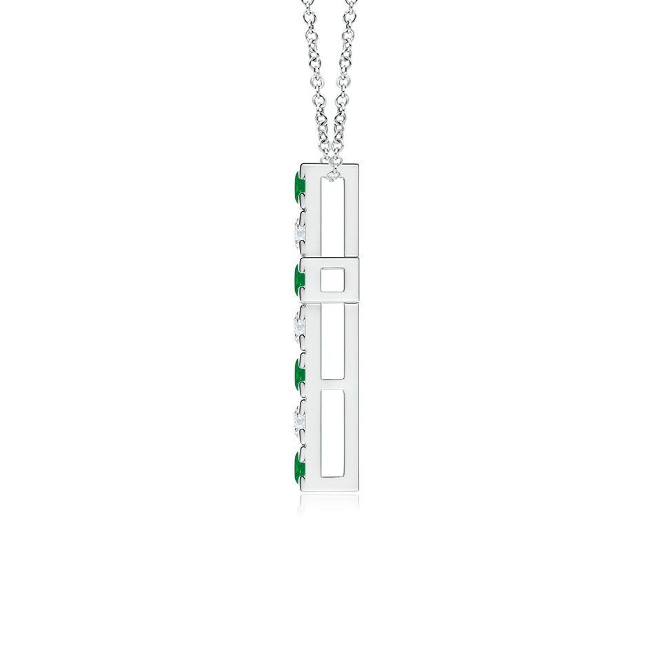 2.5mm AA Flat Prong-Set Emerald and Diamond Cross Pendant in P950 Platinum side 199