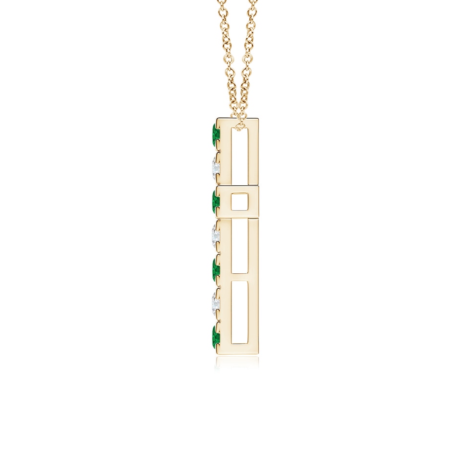 2.5mm AAA Flat Prong-Set Emerald and Diamond Cross Pendant in Yellow Gold side 199