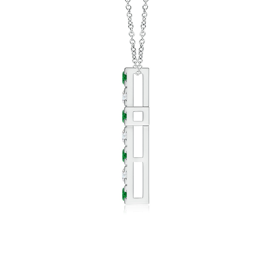 2.5mm AAAA Flat Prong-Set Emerald and Diamond Cross Pendant in P950 Platinum side 199