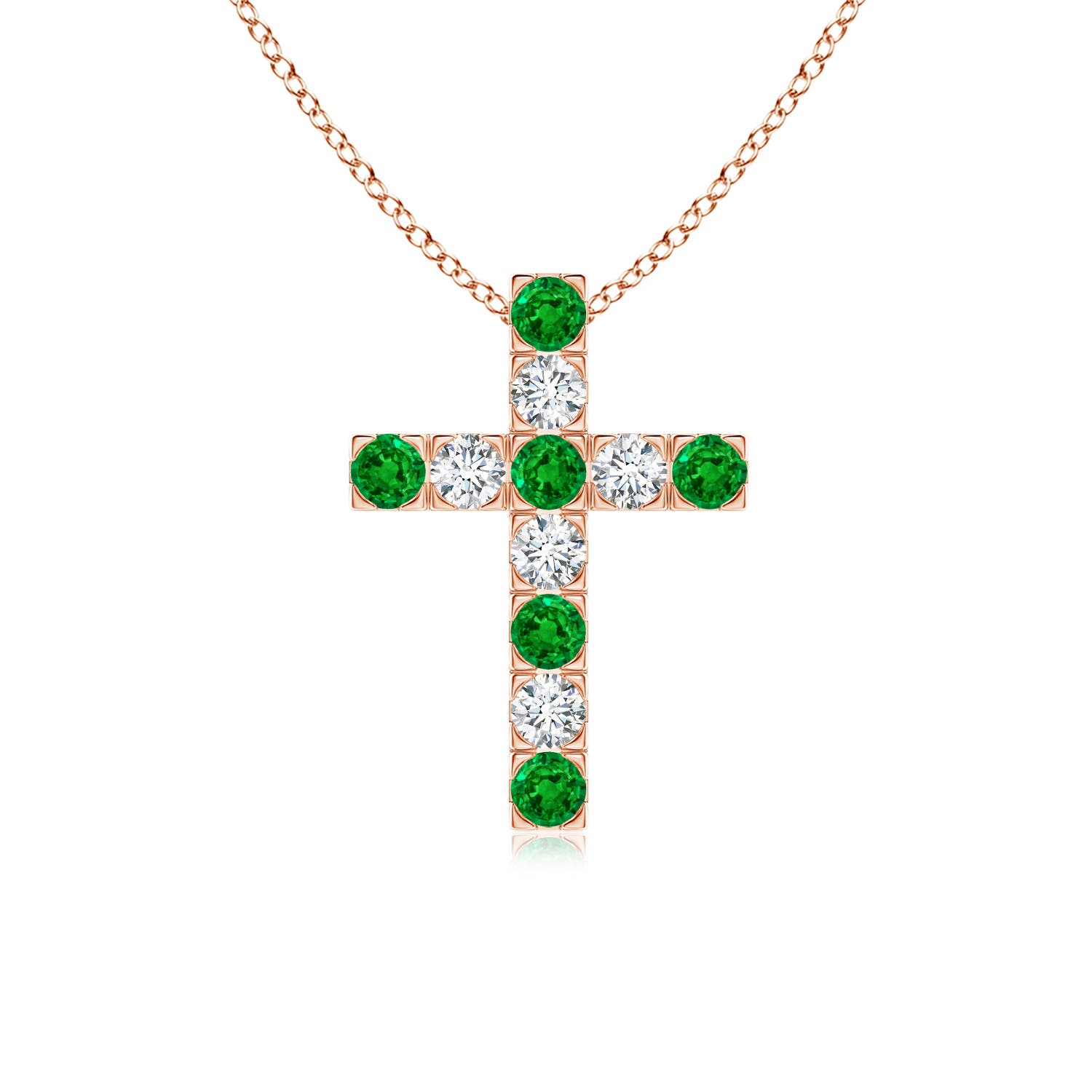 AAAA - Emerald / 0.72 CT / 14 KT Rose Gold