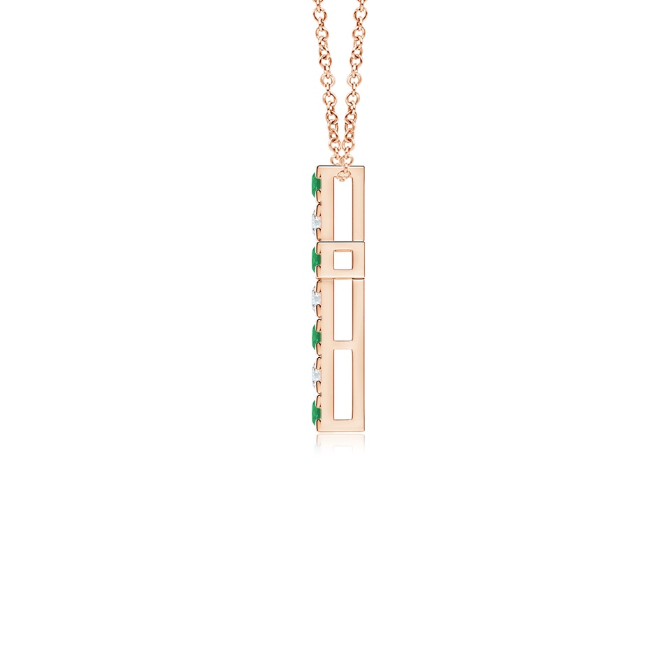 2mm A Flat Prong-Set Emerald and Diamond Cross Pendant in Rose Gold side 199