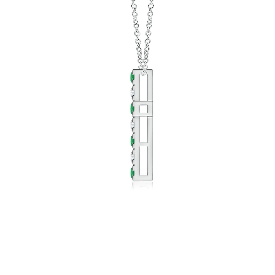 2mm A Flat Prong-Set Emerald and Diamond Cross Pendant in White Gold side 199