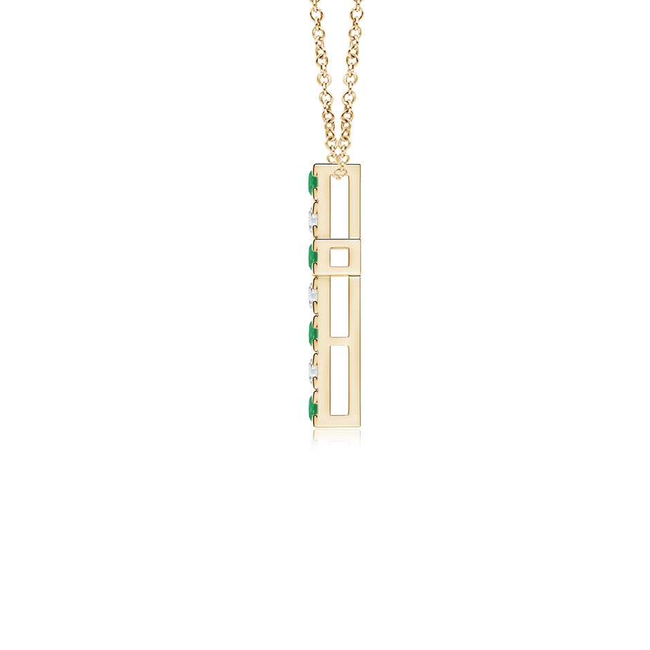 2mm A Flat Prong-Set Emerald and Diamond Cross Pendant in Yellow Gold side 199