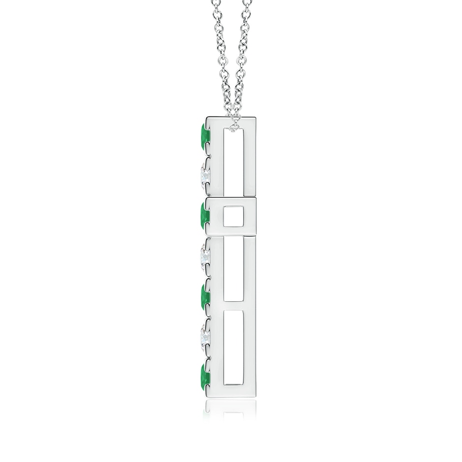 3mm A Flat Prong-Set Emerald and Diamond Cross Pendant in White Gold side 199