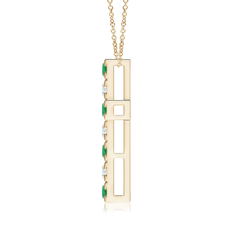 3mm A Flat Prong-Set Emerald and Diamond Cross Pendant in Yellow Gold side 199