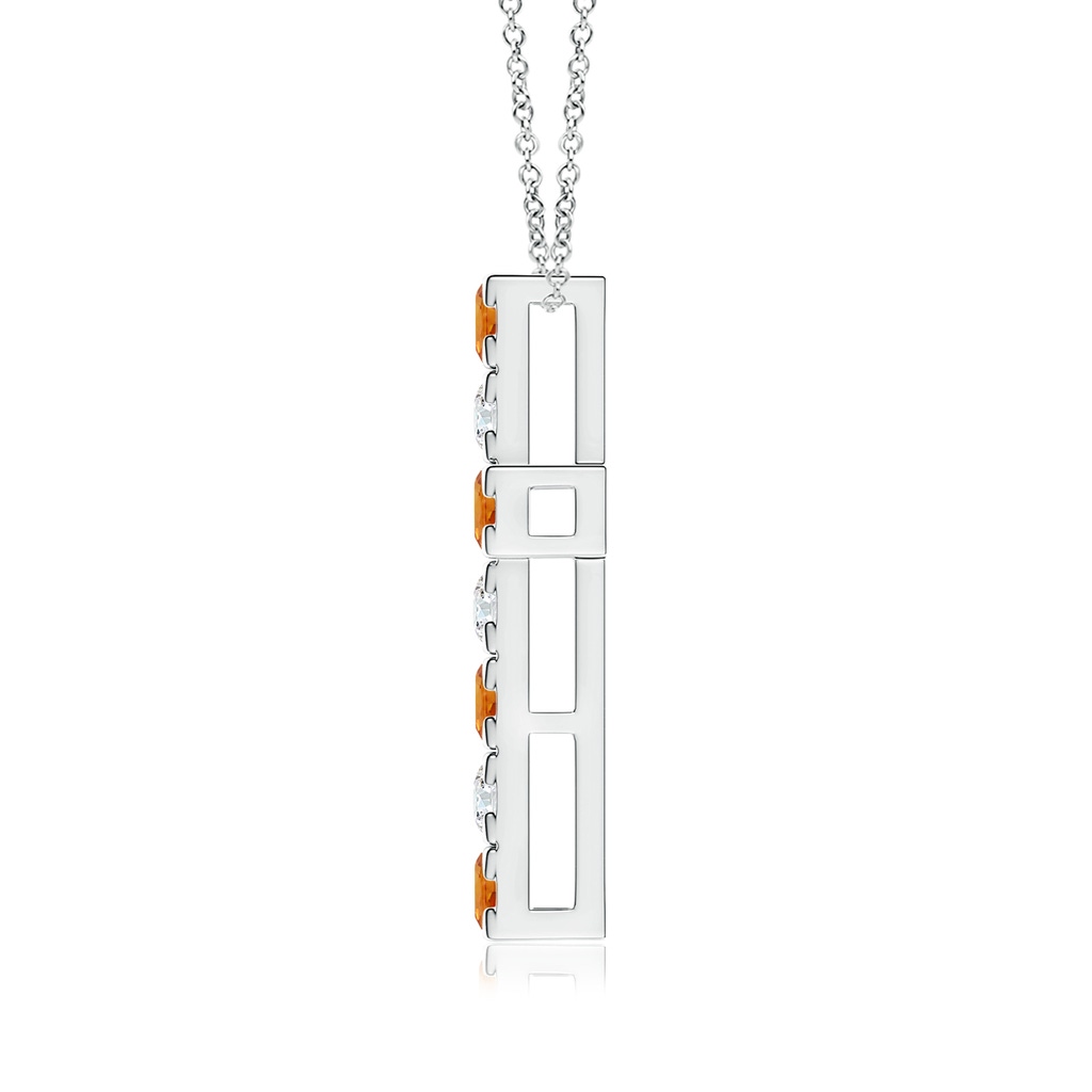 3mm AAA Flat Prong-Set Orange Sapphire and Diamond Cross Pendant in White Gold Side 1