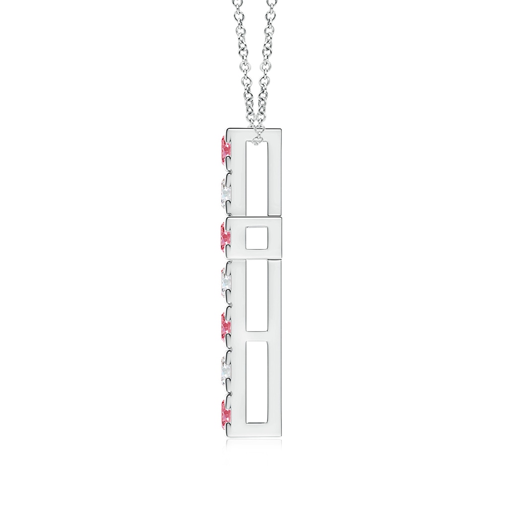 3mm AAAA Flat Prong-Set Fancy Intense Pink Diamond Cross Pendant in P950 Platinum - side 199
