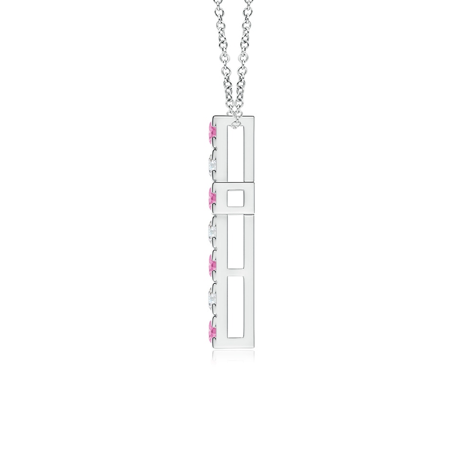 2.5mm A Flat Prong-Set Pink Sapphire and Diamond Cross Pendant in White Gold side 199