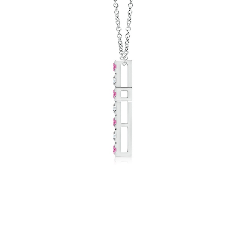 2mm A Flat Prong-Set Pink Sapphire and Diamond Cross Pendant in White Gold side 199