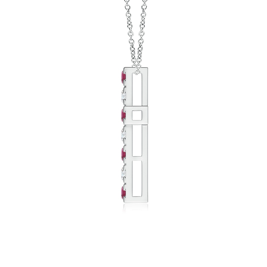 2.5mm AAAA Flat Prong-Set Pink Tourmaline and Diamond Cross Pendant in P950 Platinum side 199
