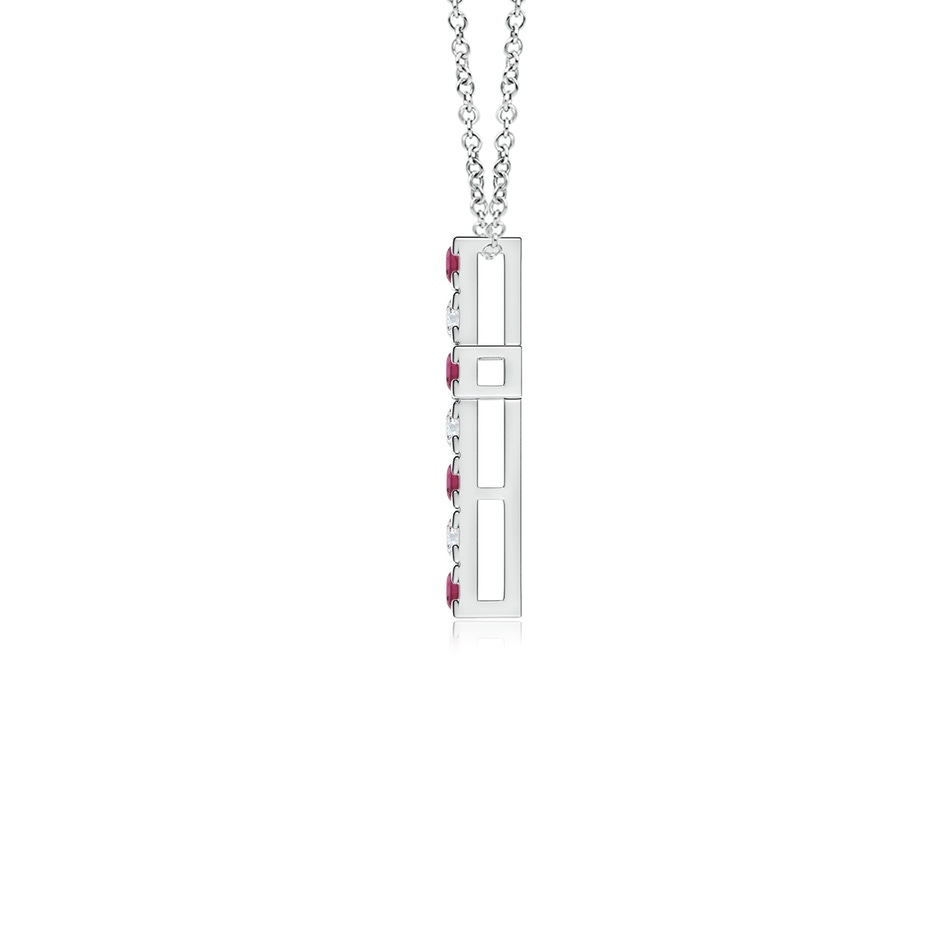 2mm AAAA Flat Prong-Set Pink Tourmaline and Diamond Cross Pendant in P950 Platinum side 199