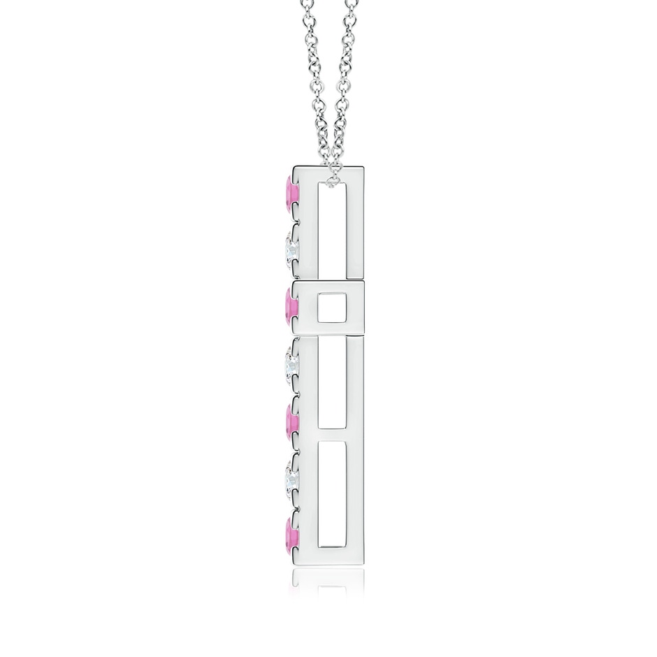 3mm AA Flat Prong-Set Pink Tourmaline and Diamond Cross Pendant in P950 Platinum side 199