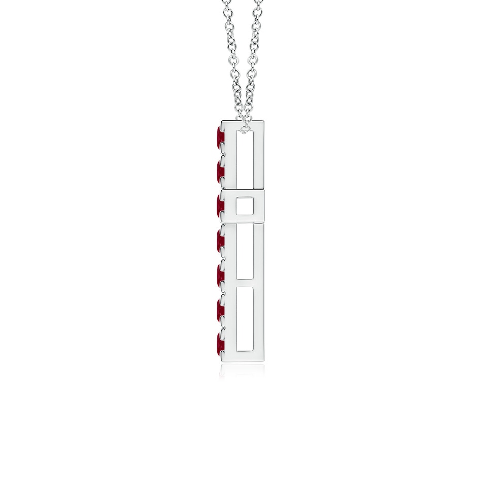 2.5mm AA Flat Prong-Set Ruby Cross Pendant in White Gold side 199