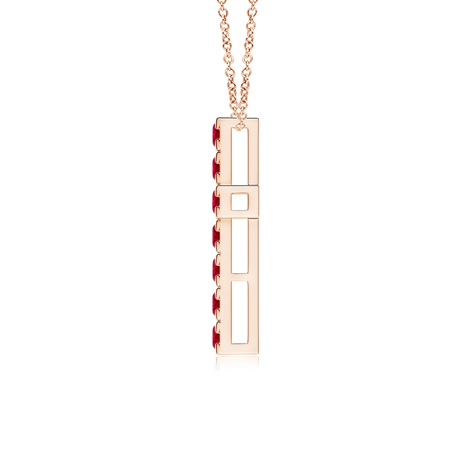 2.5mm AAA Flat Prong-Set Ruby Cross Pendant in Rose Gold side 199