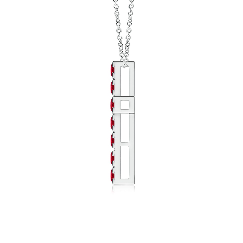 2.5mm AAA Flat Prong-Set Ruby Cross Pendant in White Gold side 199