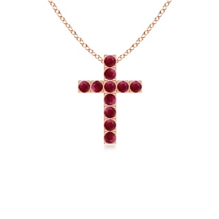 2mm A Flat Prong-Set Ruby Cross Pendant in 10K Rose Gold