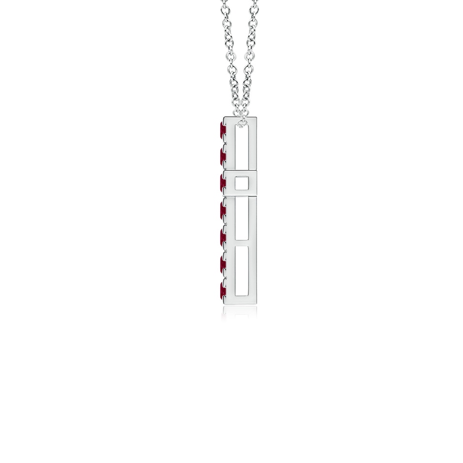 2mm A Flat Prong-Set Ruby Cross Pendant in 9K White Gold side 199