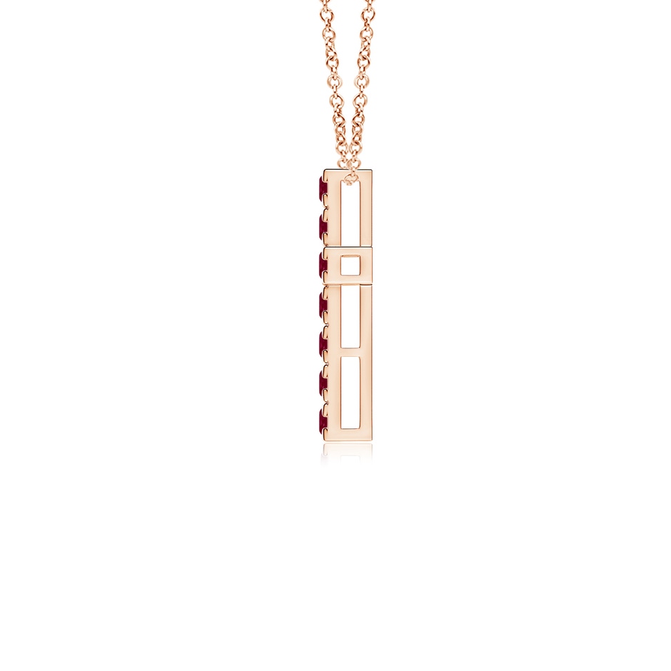 2mm A Flat Prong-Set Ruby Cross Pendant in Rose Gold side 199