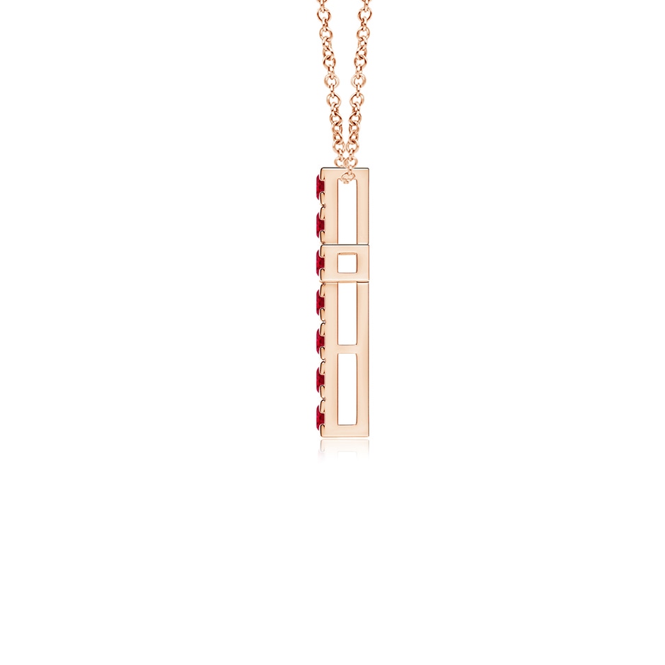 2mm AAA Flat Prong-Set Ruby Cross Pendant in Rose Gold side 199
