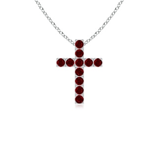 2mm AAAA Flat Prong-Set Ruby Cross Pendant in White Gold