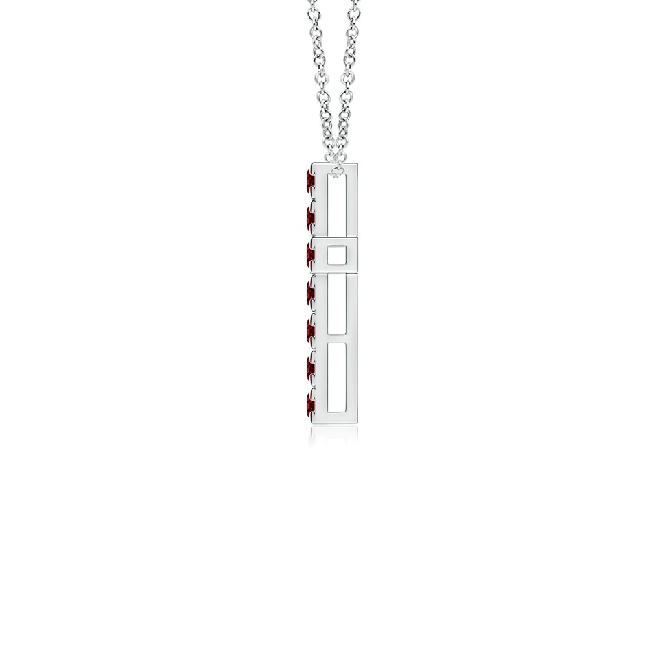 2mm AAAA Flat Prong-Set Ruby Cross Pendant in White Gold Side 199