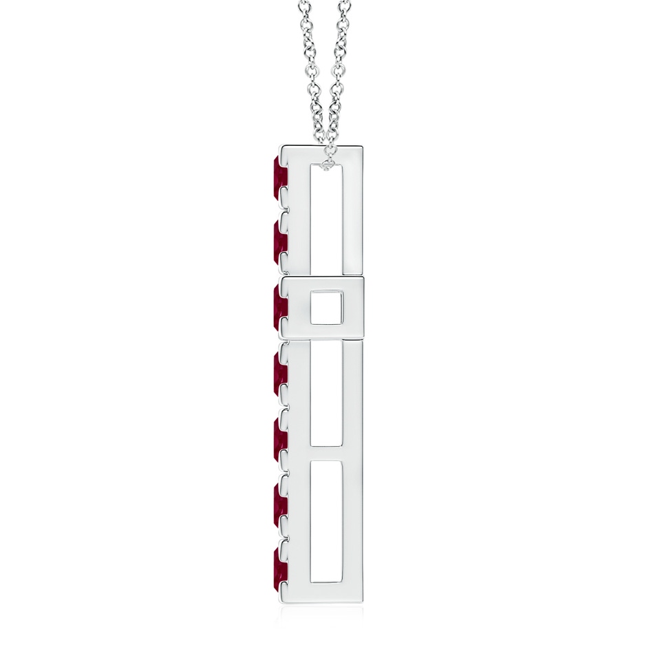 3.5mm A Flat Prong-Set Ruby Cross Pendant in White Gold side 199