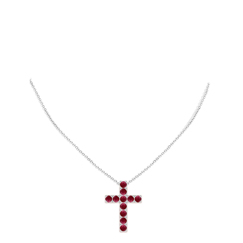 3.5mm A Flat Prong-Set Ruby Cross Pendant in White Gold pen