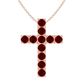 3.5mm AAAA Flat Prong-Set Ruby Cross Pendant in 18K Rose Gold