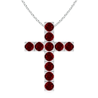 3.5mm AAAA Flat Prong-Set Ruby Cross Pendant in P950 Platinum