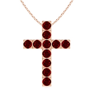 3.5mm AAAA Flat Prong-Set Ruby Cross Pendant in Rose Gold