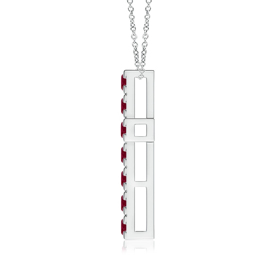 3mm A Flat Prong-Set Ruby Cross Pendant in White Gold side 199