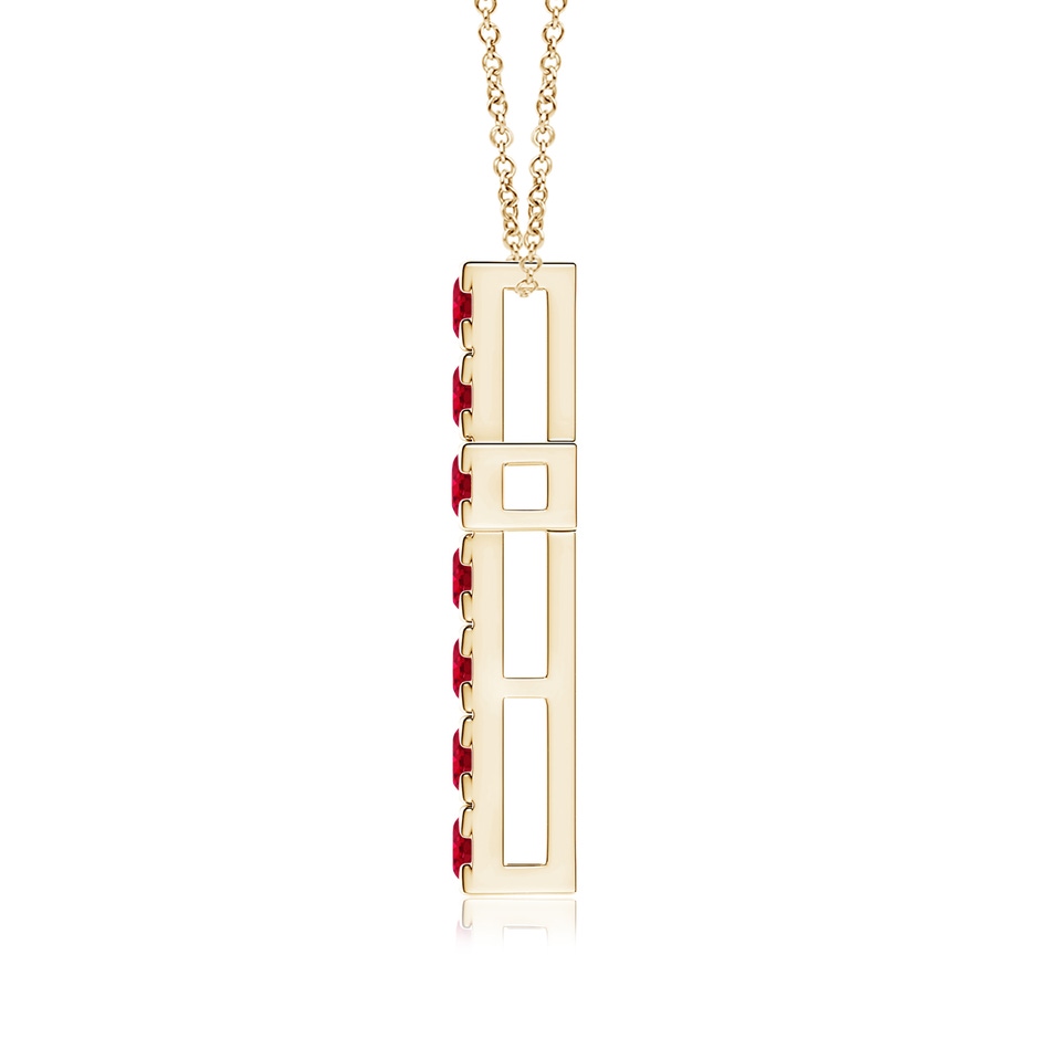 3mm AAA Flat Prong-Set Ruby Cross Pendant in Yellow Gold side 199