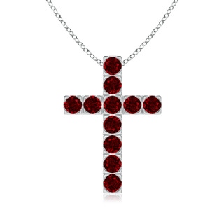 3mm AAAA Flat Prong-Set Ruby Cross Pendant in P950 Platinum