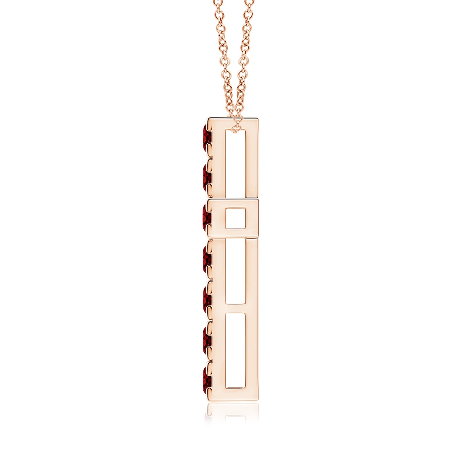 3mm AAAA Flat Prong-Set Ruby Cross Pendant in Rose Gold side 199