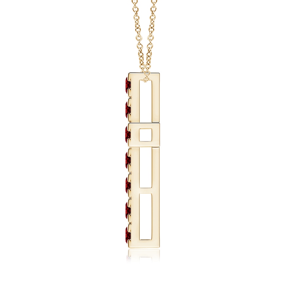 3mm AAAA Flat Prong-Set Ruby Cross Pendant in Yellow Gold side 199