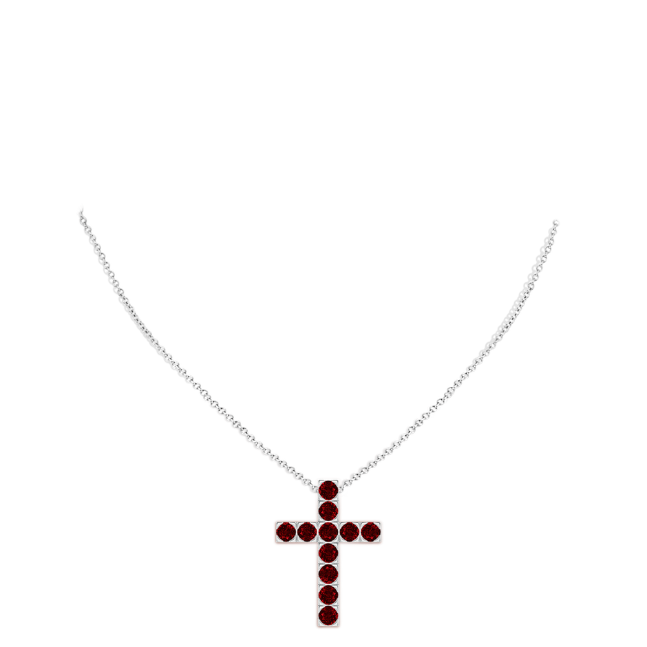 4mm AAAA Flat Prong-Set Ruby Cross Pendant in P950 Platinum pen