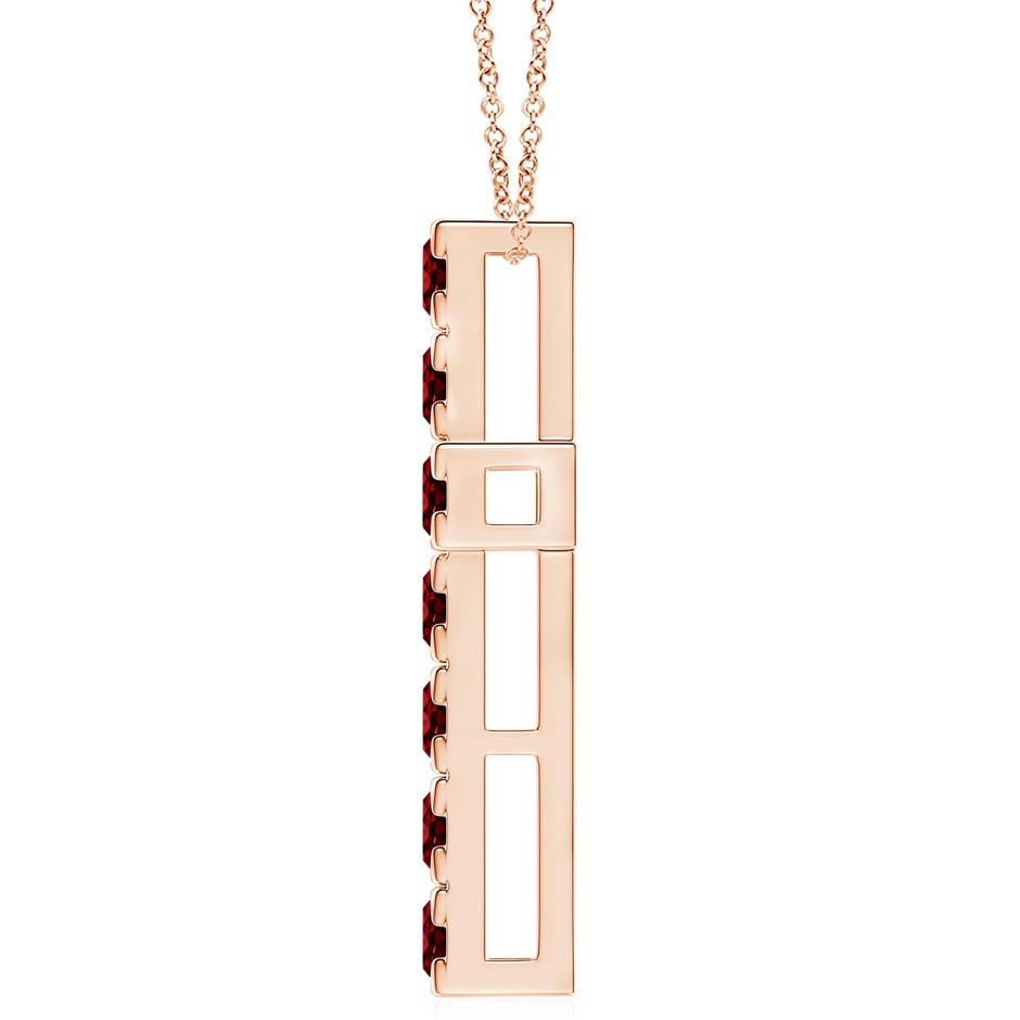 4mm AAAA Flat Prong-Set Ruby Cross Pendant in Rose Gold side 199