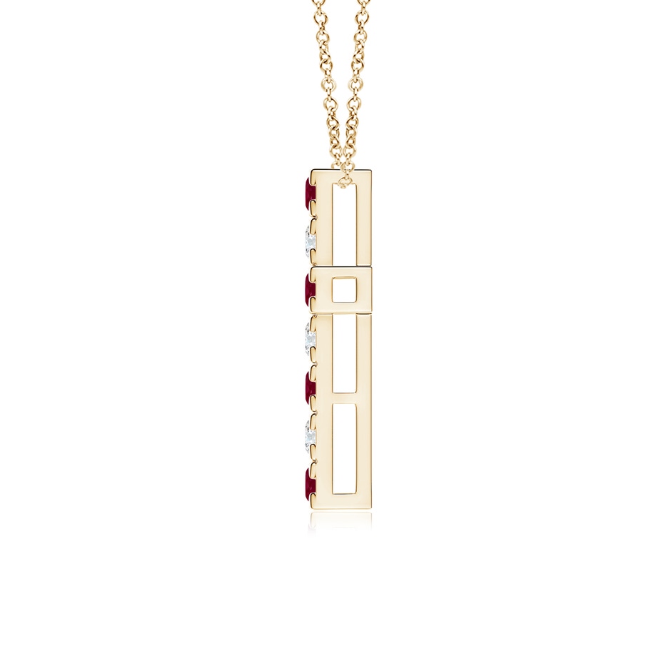 2.5mm A Flat Prong-Set Ruby and Diamond Cross Pendant in Yellow Gold side 199