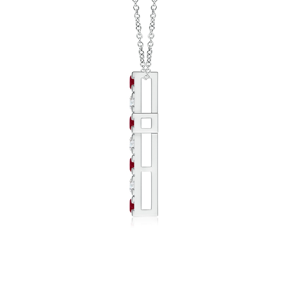 2.5mm AA Flat Prong-Set Ruby and Diamond Cross Pendant in White Gold side 199