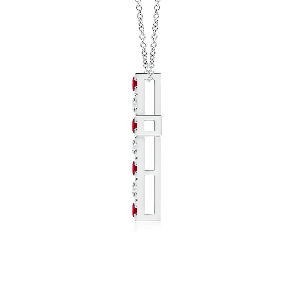2.5mm AAA Flat Prong-Set Ruby and Diamond Cross Pendant in White Gold side 199