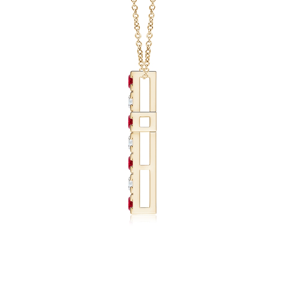 2.5mm AAA Flat Prong-Set Ruby and Diamond Cross Pendant in Yellow Gold side 199